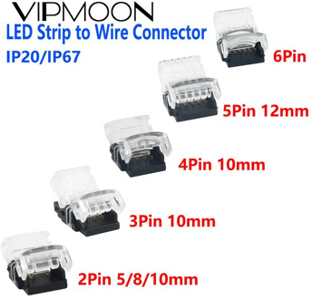 2Pin 3Pin 4Pin 5Pin 6Pin 8MM 10MM 12MM Wire to Strip Connector Clip Connector for Single Color RGB RGBW LED Strip Light 5pack