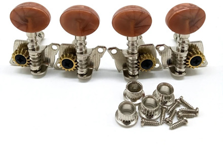 2R2L Metal Ukulele Locking String Tuner Guitar Tuning Peg Machine Head with Brown Head Pegs for Ukulele Guitar Part