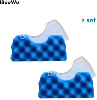 2set Blauwe Spons Filter + Witte Katoenen Hepa Filter voor Samsung DJ97-01040C SC43 SC44 SC45 SC47 Serie Stofzuiger onderdelen