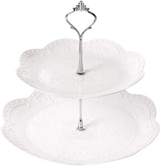 2Tier Plastic Taart Plaat Stand Afternoon Tea Bruiloft Platen Party Servies Taart Winkel Twee Layer Cake Rack Niet Platen