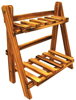 2Tiers Wooden Flower Plant Shelf Indoor Outdoor Garden Balcony Green Flower Pot Rack Solid Wood Living Room Disaplay Floor Rack