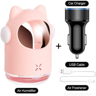 2W 300Ml Usb Mini Luchtbevochtiger Auto Aroma Essentiële Olie Diffuser Thuis Usb Fogger Mist Maker Auto Accessoires roze reeks
