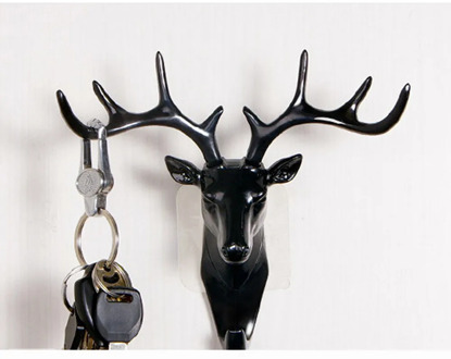2w#Deer Horn Wall Mounted Hanging Hook Self Adhesive DIY Hanger Rack Elk Head Design Bag Keys Sticky Holder Organizer#40