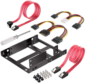 2X 2.5 inch SSD to 3.5 inch Internal Hard Disk Drive Mounting Kit Bracket (SATA Data Cables and Power Cables Included)