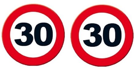 2x 30 Jaar verjaardag feestdecoratie verkeersbord 49 cm-  Kartonnen muurborden/wandborden 30 jaar versiering