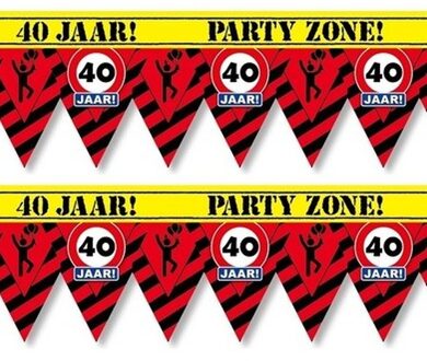 2x 40 jaar party tape/markeerlinten waarschuwing 12 meter - Verjaardag afzetlinten/markeerlinten feestartikelen