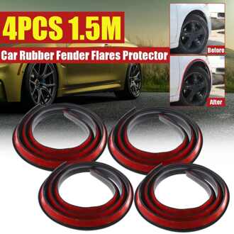 2x/4x Universele Rubber Auto Anti-Collision Wiel Wenkbrauw Spatbord Bescherming Sticker 1.5M Auto Wheel Arch strip 4stk