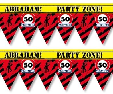 2x 50 Abraham tape/markeerlinten waarschuwing 12 m versiering