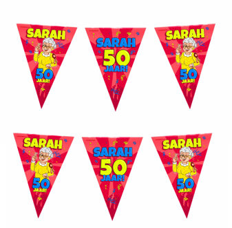 2x 50 Sarah party vlaggenlijn 10 meter - 50 jaar verjaardag feestartikelen