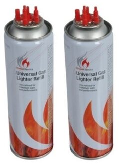 2x Aansteker gas / butaan gasfles 250 ml