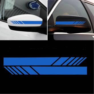 2X Achteruitkijk Mirrior Sticker Rear View Side Spiegel Lichaam Streep Vinyl Sticker Decal Diy Kofferbak Decals Voor Benz Golf Universa blauw