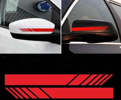 2X Achteruitkijk Mirrior Sticker Rear View Side Spiegel Lichaam Streep Vinyl Sticker Decal Diy Kofferbak Decals Voor Benz Golf Universa rood