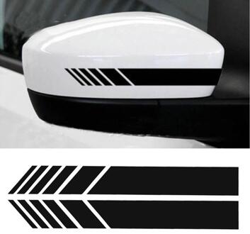 2X Achteruitkijk Mirrior Sticker Rear View Side Spiegel Lichaam Streep Vinyl Sticker Decal Diy Kofferbak Decals Voor Benz Golf Universa wit