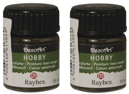 2x Acrylverf/hobbyverf donkerbruin 15 ml hobby materiaal - Hobbyverf