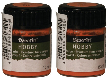 2x Acrylverf/hobbyverf oranje 15 ml hobby materiaal - Hobbyverf