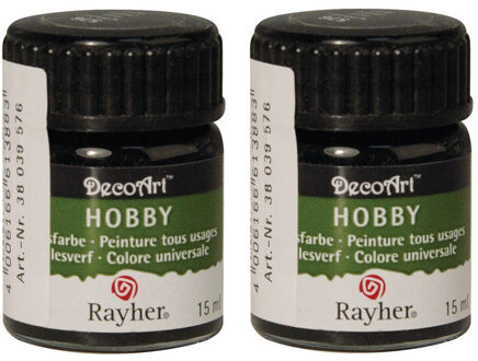 2x Acrylverf/hobbyverf zwart 15 ml hobby materiaal - Hobbyverf