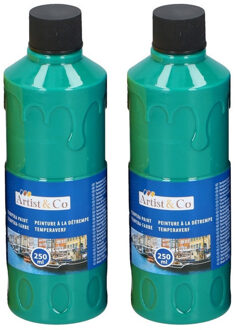 2x Acrylverf / temperaverf fles groen 250 ml