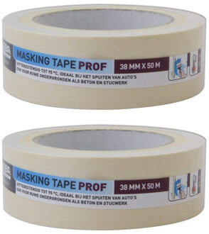 2x Afplaktape/schilderstape 38 mm x 50 m - Afplaktape