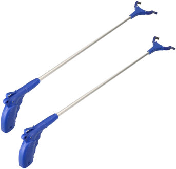 2x Aluminium zwerfvuilgrijper met anti-slip grijpvingers 100 cm