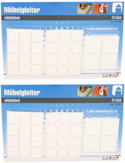 2x Antikras meubelviltjes 28-delig wit - Action products