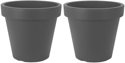 2x Antraciet grijze bloempot 50 cm - Donker grijze plantenpotten 50 cm