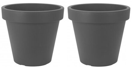 2x Antraciet grijze bloempotten 40 cm - Plantenpotten - Tuin - Bloemen en planten
