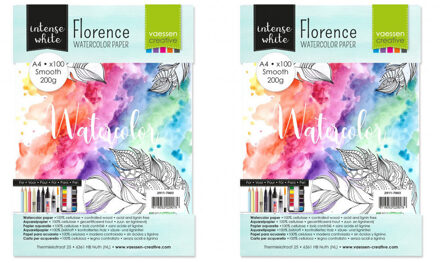 2x Aquarel papier schetsboeken 200 vellen 200 gram A4 formaat 21 x 30 cm