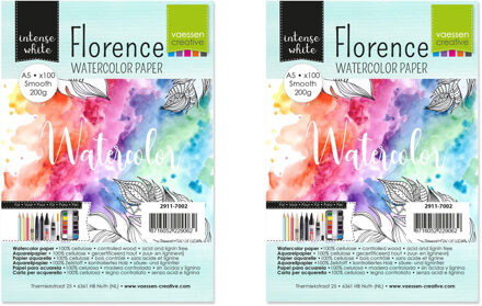 2x Aquarel papier schetsboeken 200 vellen 200 gram A5 formaat 21 x 15 cm