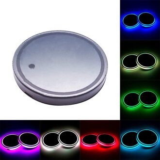 2X Auto Dome Led Bekerhouder Auto-interieur Lamp Usb Multi-Kleurrijke Sfeer Licht Bekerhouder Anti-Slip mat Product Lamp