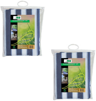 2x Balkondoeken/balkonschermen zonnescherm blauw/wit 0,9 x 5 meter