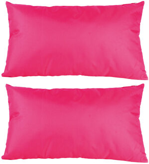 2x Bank/sier kussens voor binnen en buiten in de kleur fuchsia roze 30 x 50 cm - Sierkussens