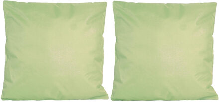 2x Bank/sier kussens voor binnen en buiten in de kleur mint groen 45 x 45 cm - Sierkussens