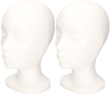 2x Beschilderbare piepschuim hoofden 30 cm meisjeshoofd/vrouwenhoofd