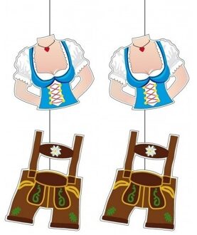 2x Bierfeest lederhosen decoratie versiering van karton 70 cm - Hangdecoratie Multikleur