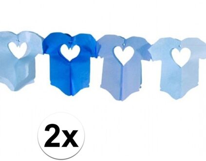 2x Blauwe baby slinger met rompertjes