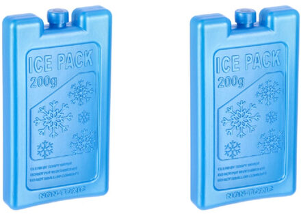 2x Blauwe koelelementen 200 gram 8 x 15 cm