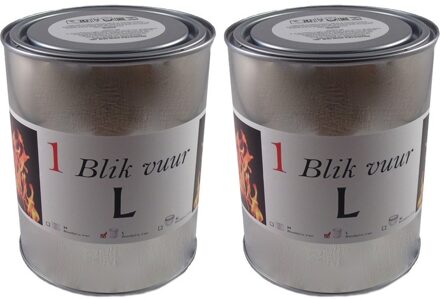 2x blik vuur tuinfakkel - 11 x 13 cm - 5-8 branduren - verlichting in blik - tuinkaars