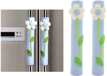 2x Bloemen Home Kitchen Appliance Koelkast Handvat Cover Protector Mouwen blauw