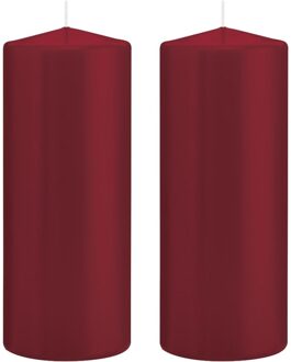 2x Bordeauxrode cilinderkaars/stompkaarsen 8x20cm 119 branduren