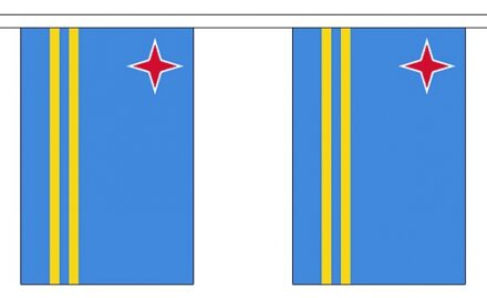 2x Buiten vlaggenlijn Aruba 3 meter - Arubaanse vlag - Supporter feestartikelen - Landen decoratie en versieringen