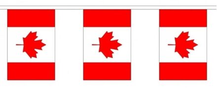 2x Buiten vlaggenlijn Canada 3 meter - Canadese vlag - Supporter feestartikelen - Landen decoratie en versieringen