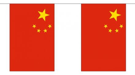 2x Buiten vlaggenlijn China 3 meter - Chinese vlag - Supporter feestartikelen - Landen decoratie en versieringen