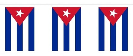 2x Buiten vlaggenlijn Cuba 3 meter - Cubaanse vlag - Supporter feestartikelen - Landen decoratie en versieringen