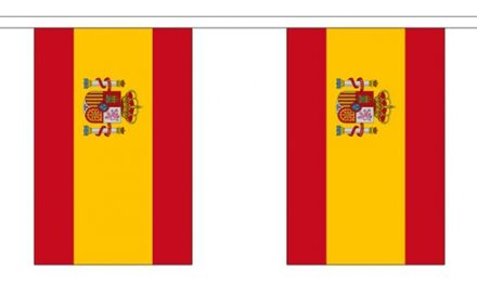 2x Buiten vlaggenlijn Spanje 3 meter - Spaanse vlag - Supporter feestartikelen - Landen decoratie en versieringen