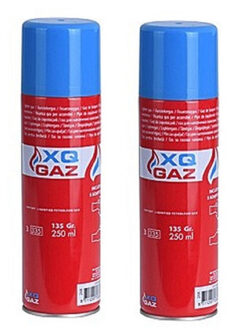 2x Busjes aansteker gas / butaan gasfles 250 ml