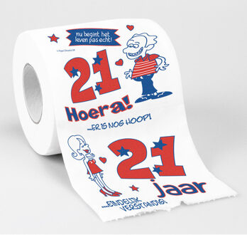 2x cadeau toiletpapier/wc-papier rol 21 jaar - 21e verjaardag - verjaardagscadeau