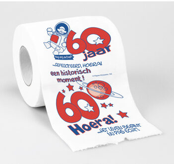 2x cadeau toiletpapier/wc-papier rol 60 jaar - 60e verjaardag - verjaardagscadeau