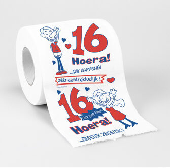 2x Cadeau toiletpapier/wc-papier rollen 16 jaar - 16e verjaardag - Verjaardagscadeau - decoratie/versiering