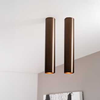 2x Canopus bronzo l by LUSENZ - Cilindervormige opbouwspot in met geborsteld bronzen coating Geborsteld brons