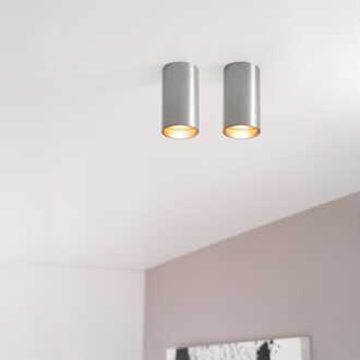 2x Canopus fero s by LUSENZ - Cilindervormige opbouwspot in geborsteld gunmetal grijs
